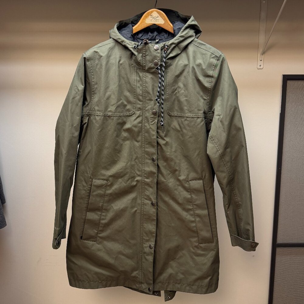 Eddie Bauer Women's Charly Waterproof Hooded Rain Parka Olive EUC